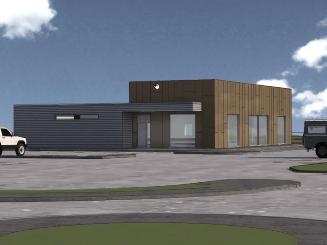 The retail and service building in Vík í Mýrdal